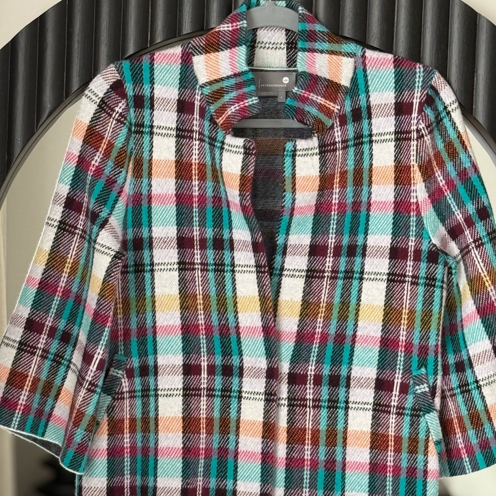 Anthropologie Multicolor Plaid Blazer
